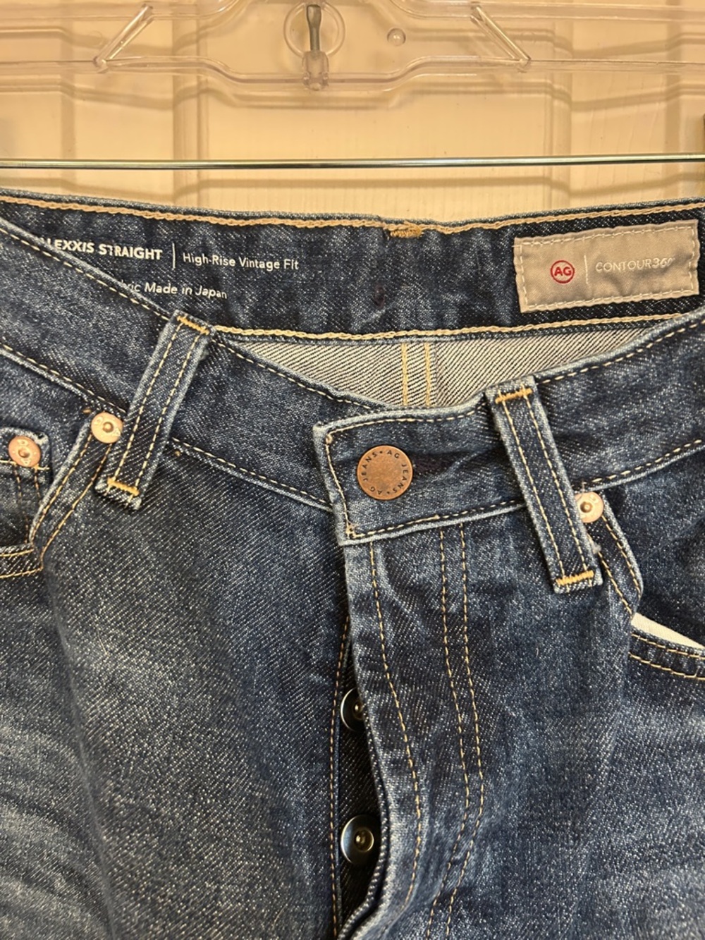 AG Adriano Goldschmied Alexxis Straight Leg High Rise Jeans in Dark Blue Wash 27 - Picture 8 of 12